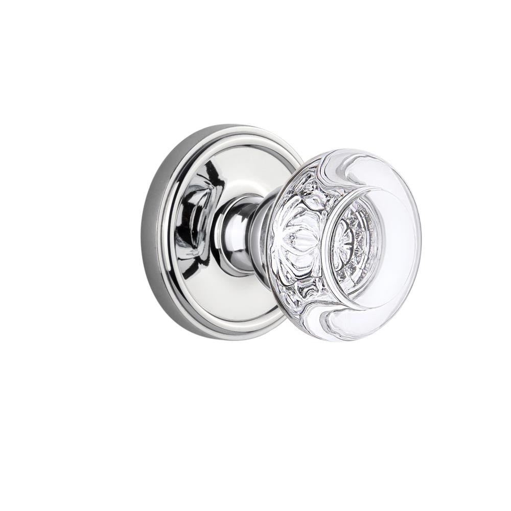 Grandeur by Nostalgic Warehouse GEOBOR Passage Knob - Georgetown with Bordeaux Crystal Knob in Bright Chrome